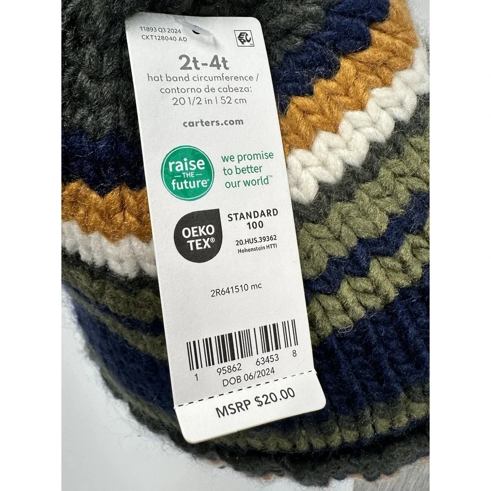 Toddler Knit‎ Winter Hat Beanie Lining Size 2-4T Winter Ski Snow Outdoor Cap